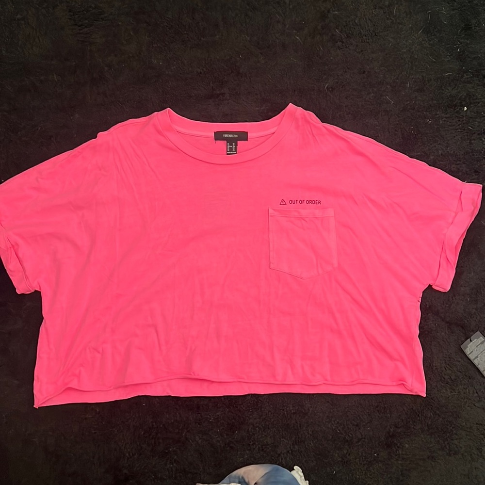Forever 21 "out of control" cropped pocket tee